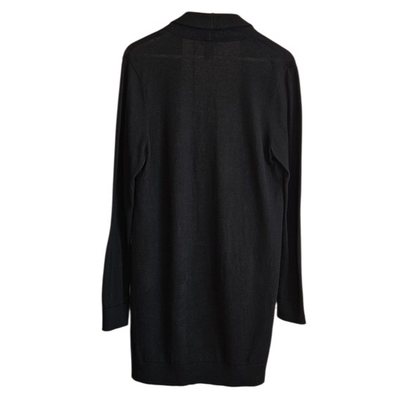 Ann Taylor Cartigan Long Open Front Duster Wool Blend Black Women's Large - Picture 6 of 7